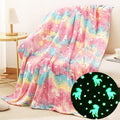 Happwow Glow in The Dark Blanket,Unicorn Blanket for Girls,Soft Throw Fuzzy Blankets Kids Rainbow Unicorn,50" x 60" Perfect for Kids Bed or Sofa,Christmas Birthday Unicorn Gifts