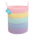 OrganiHaus Tall Rainbow Basket with Handles, Woven Cotton Rope Laundry Basket, Rope Baskets for Dirty Clothes,Towels and Blankets, Large Decorative Storage Bin for Bedroom - 38x45cm
