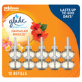 Glade PlugIns Air Freshener Oil Refill, Scented and Essential Oils for Home and Bathroom, Hawaiian Breeze, 10 Refills