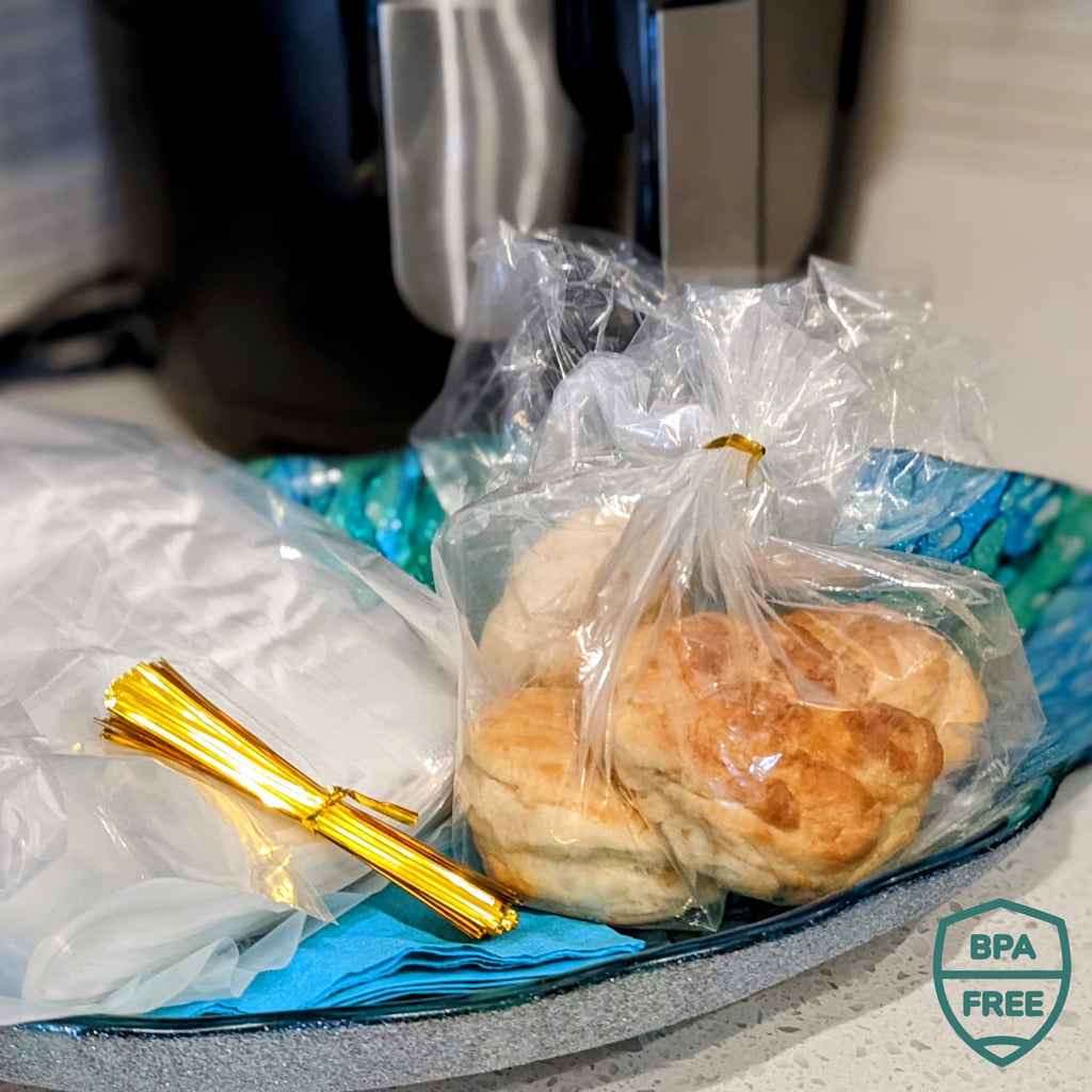 Reusable Bread Bags for Homemade Bread - 100 Pack Plastic Bread Bags with Ties For An Airtight Moisture-free Preservation and Storage - Loaf Home Bakers Bakery Owners