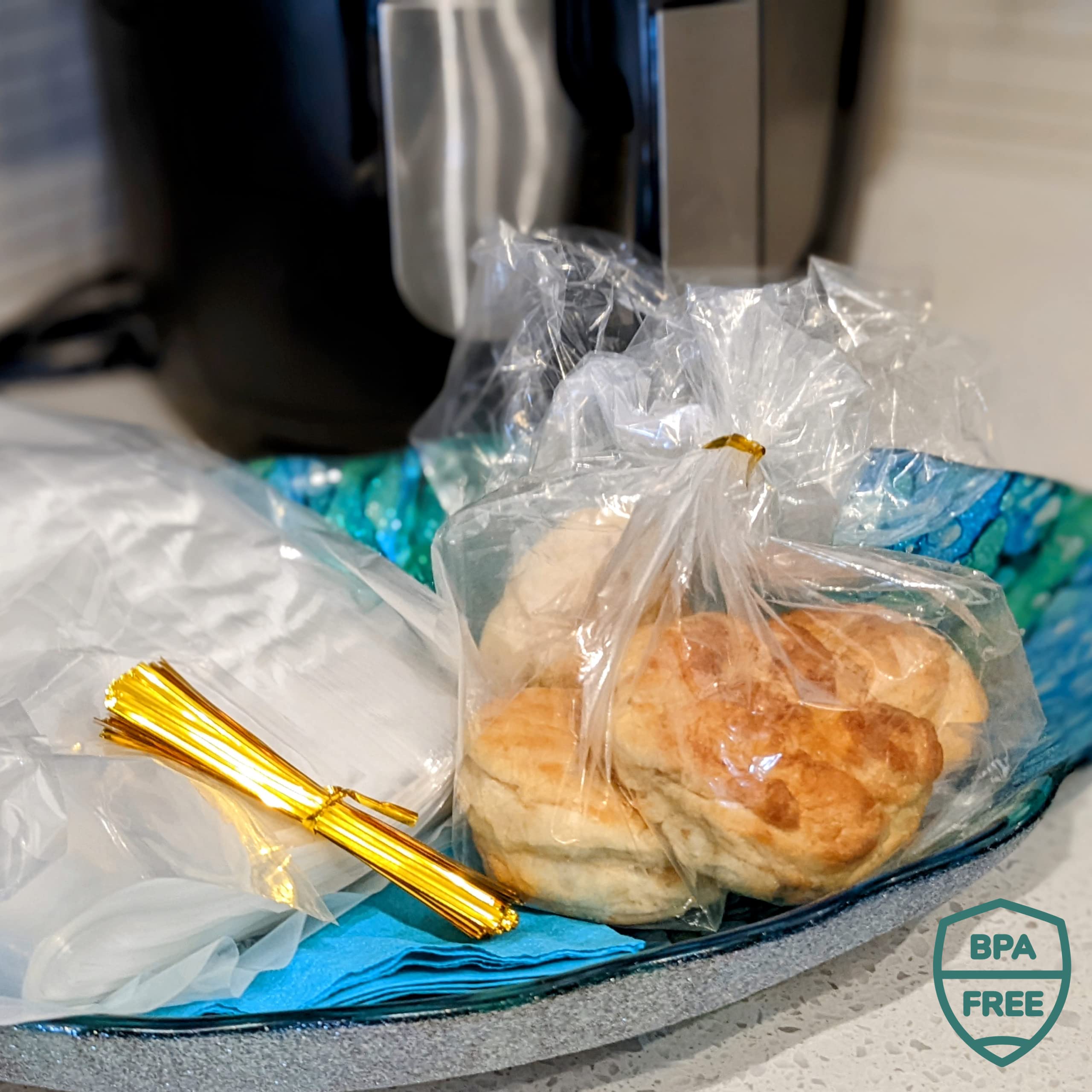 Reusable Bread Bags for Homemade Bread - 100 Pack Plastic Bread Bags with Ties For An Airtight Moisture-free Preservation and Storage - Loaf Home Bakers Bakery Owners