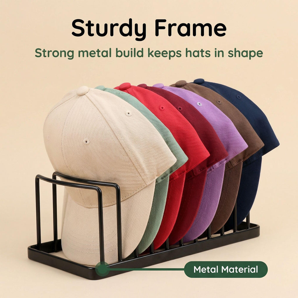 YiSeyruo Hat Organizer for Baseball Caps - Space Saving Metal Rack Stand Hold 20 Caps - Premium Closet Storage Display, No Assembly Required (Black, 2 Pack)