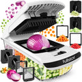 Fullstar Vegetable Chopper & Cutter - Slicer Dicer Spiralizer with Container for Food Veggie Onion Cucumber Tomato Salad Potato French Fry - Kitchen Essentials & Gadgets (PRO 4-in-1, White)