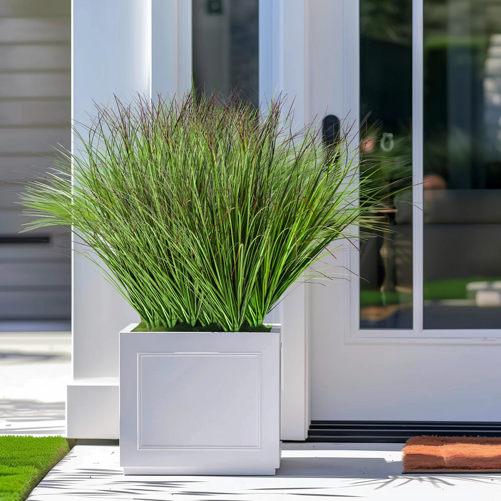 QIUKUN 16PCS Artificial Plants Fake Bushes Artificial Shrubs Wheat Grass Greenery Artificial Greenery Stems Fake Outdoor Plants for House Plastic Outdoor UV Resistant Faux Grass (16)