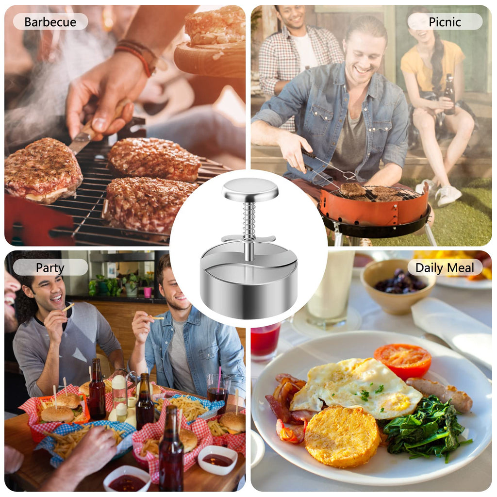 TIANTOU Burger Press, Adjustable Hamburger Meat Press, 304 Stainless Steel Non Stick Patty Press, BPA Free, Suitable for Beef, Burgers and Cooking, Ideal for BBQ and Homemade Hamburger