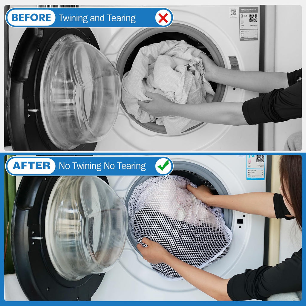3Pcs Mesh Laundry Bags Washing Machine Mesh Wash Bags Jumbo for Delicates Clothes,Bed Linen,Toys with Drawstring Closure Sturdy(3 XXLarge 28 x 26 Inches)