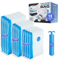 Vacuum Storage Bags, 12 Pack Vacuum Sealer Bags for Clothes Storage, Thick Vacuum Bags for Travel, Packing, Moving and Space Saving