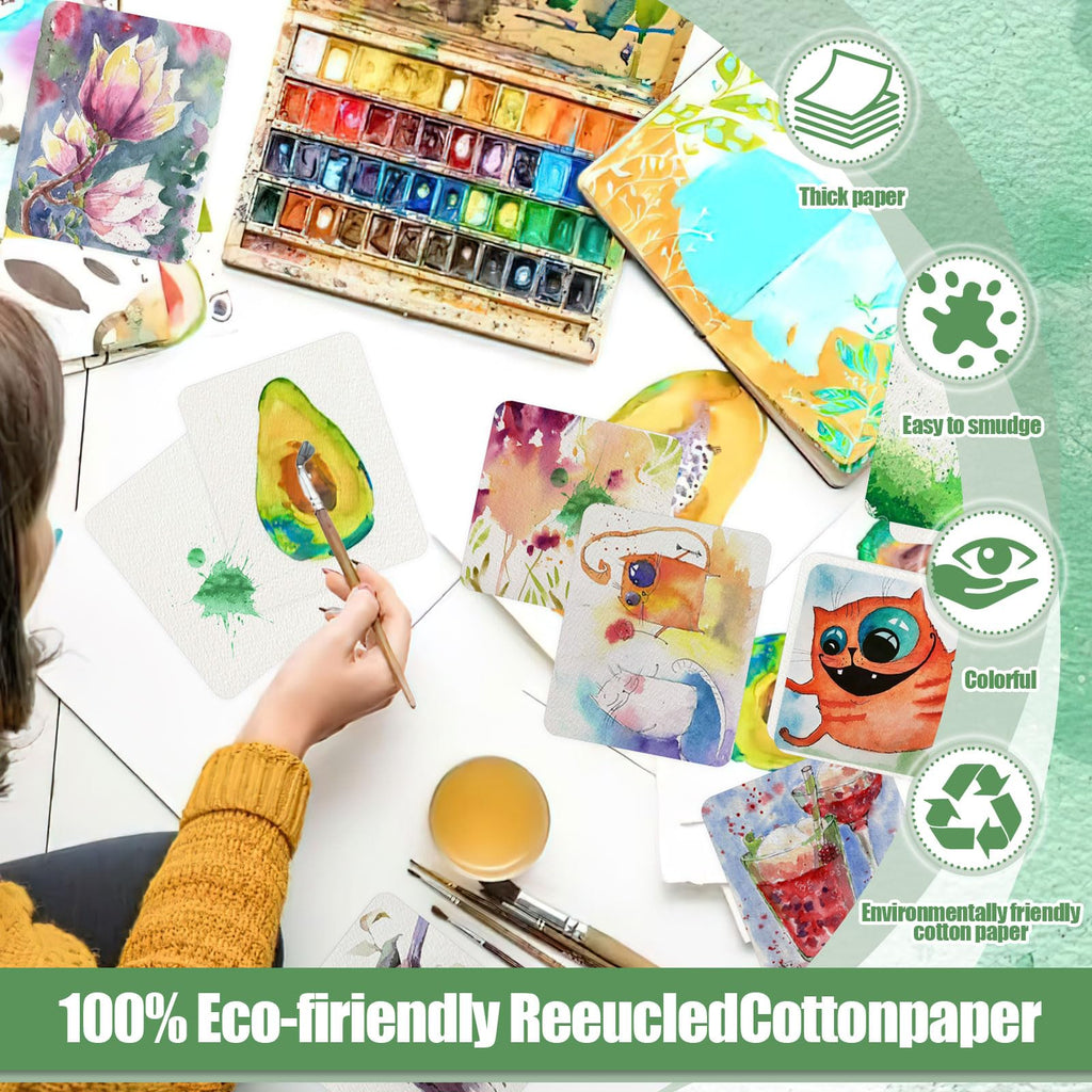 Watercolor Paper, 100 Pcs Watercolor Paper Pad, Watercolor Paper Bulk for Students, Artists, Sketch Painting