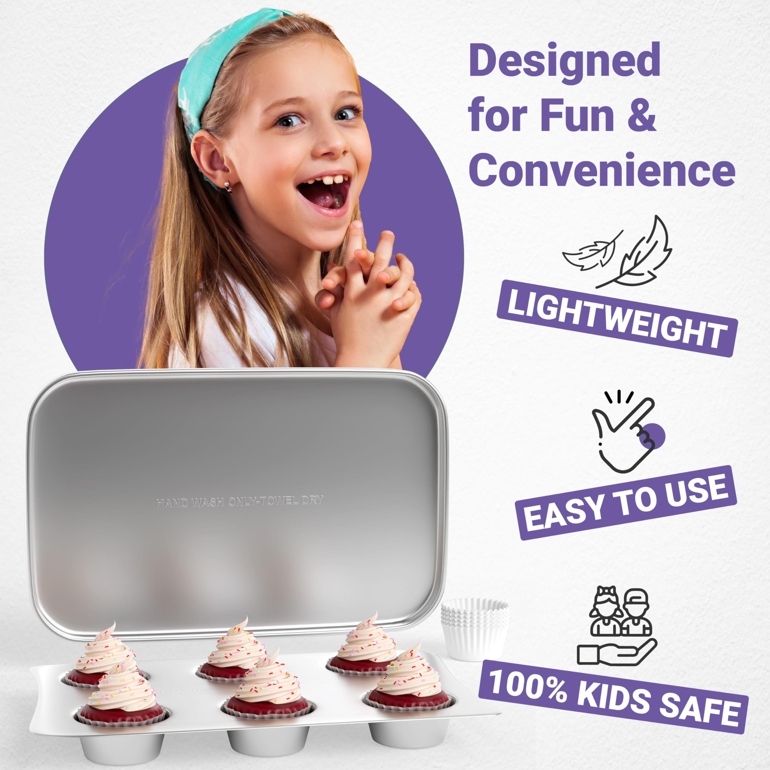 Doll Buddies Kids’ Oven Pan Set for Easy Bake Ultimate Oven | Includes Cupcake, Rectangular Bake Pans & 75 Liners (15 More Than Others) | Accessories for Cooking Easy Bake Oven Mixes