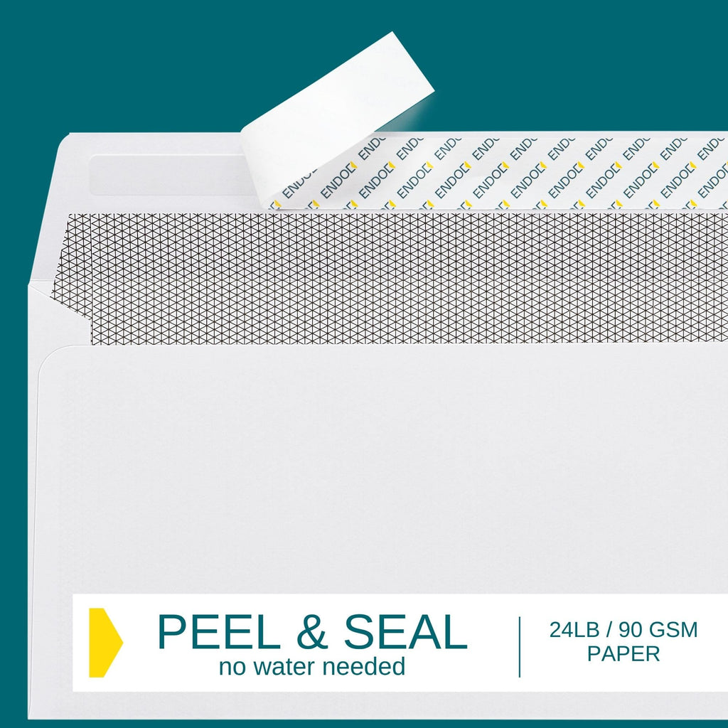 #10 Window Envelopes Self Seal - 100/pack Peel & Seal Closure, Security Tinted Envelopes for Quickbooks Invoices & Business Statements - Letter Size 4-1/8 x 9-1/2 inch 24lb Paper