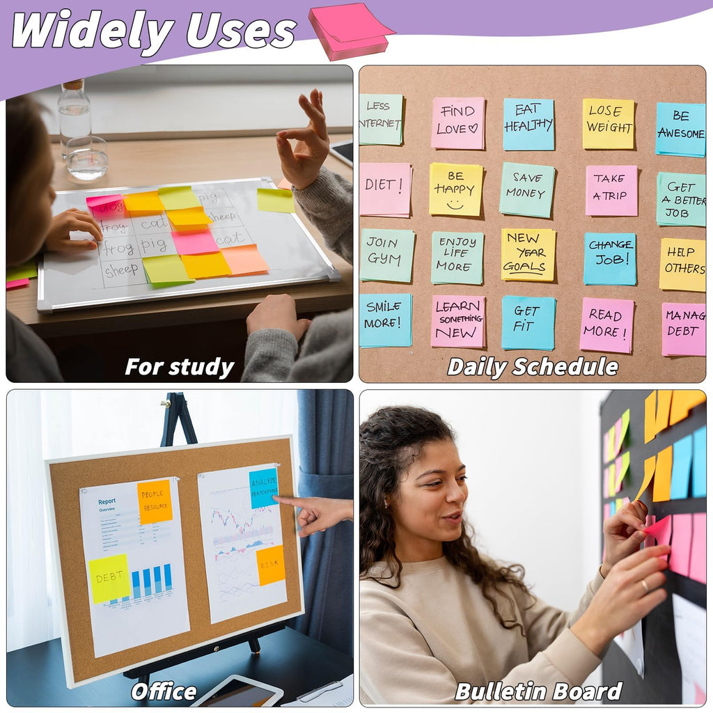 60 PCS Sticky Notes Bulk 3x3 Inch Colorful Sticky Notes 75 Sheets/Pad 12 Colors, Adhesive Sticking Self-Stick Multicolor Memo Note Pads for Teacher Student School Office Meeting Blank Desk Pads