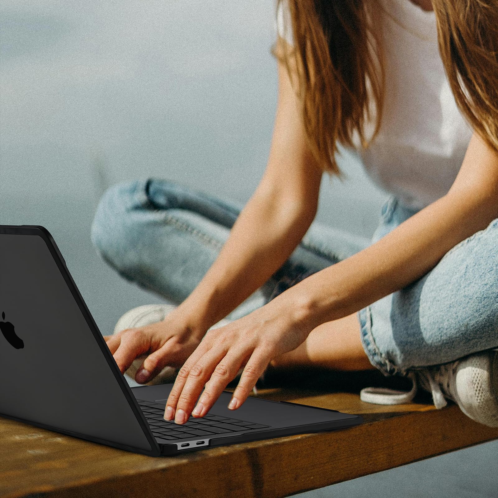 BlueSwan Case Compatible with MacBook Air 13 inch 2018-2021 Model M1 A2337 A2179 A1932, Anti-Cracking and Anti-Fingerprint Hard Shell Case, Frosted Black