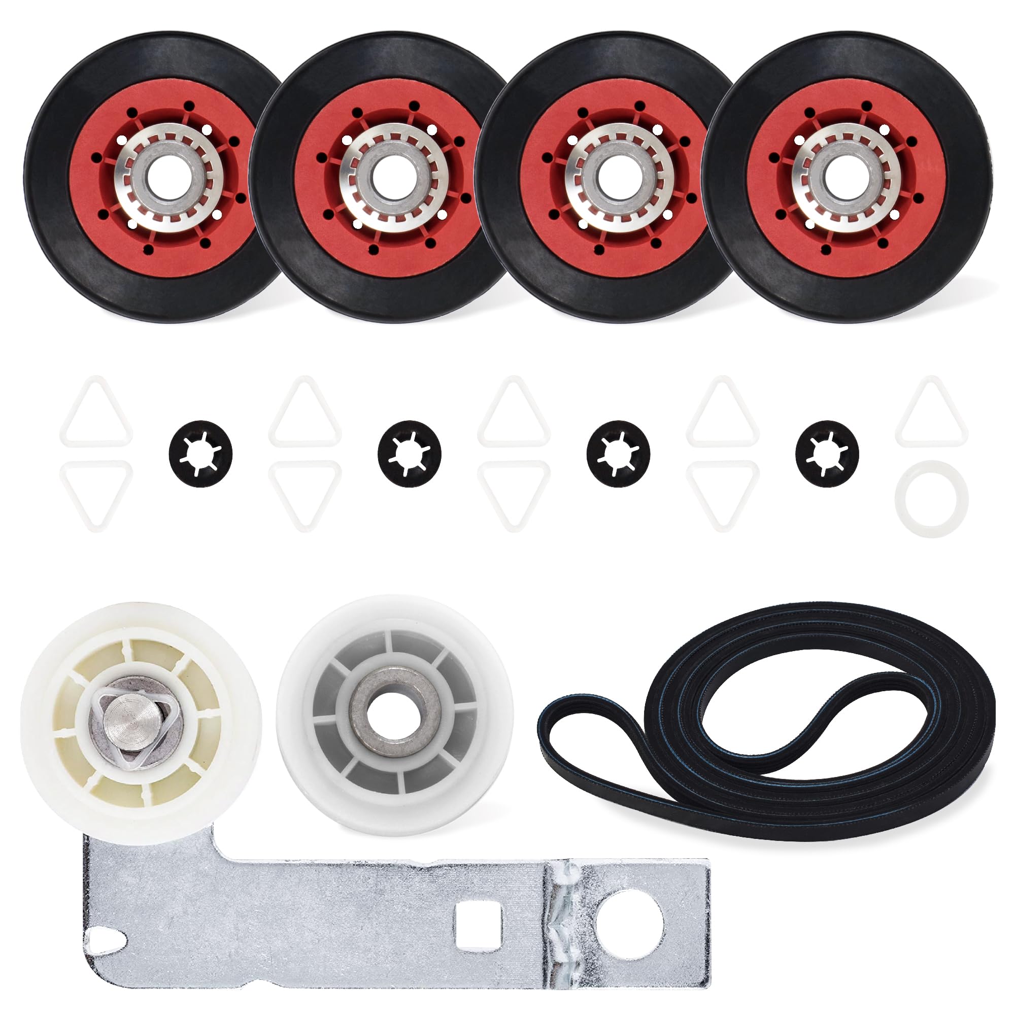 BlueStars 4392067 Dryer Repair Kit and W10837240 Dryer Idler Pulley - For Whirlpool Cabrio Duet Maytag Bravos XL Kenmore Elite Dryer - Includes WPW10314173 Drum Roller 661570V Belt 279640 Idler Pulley