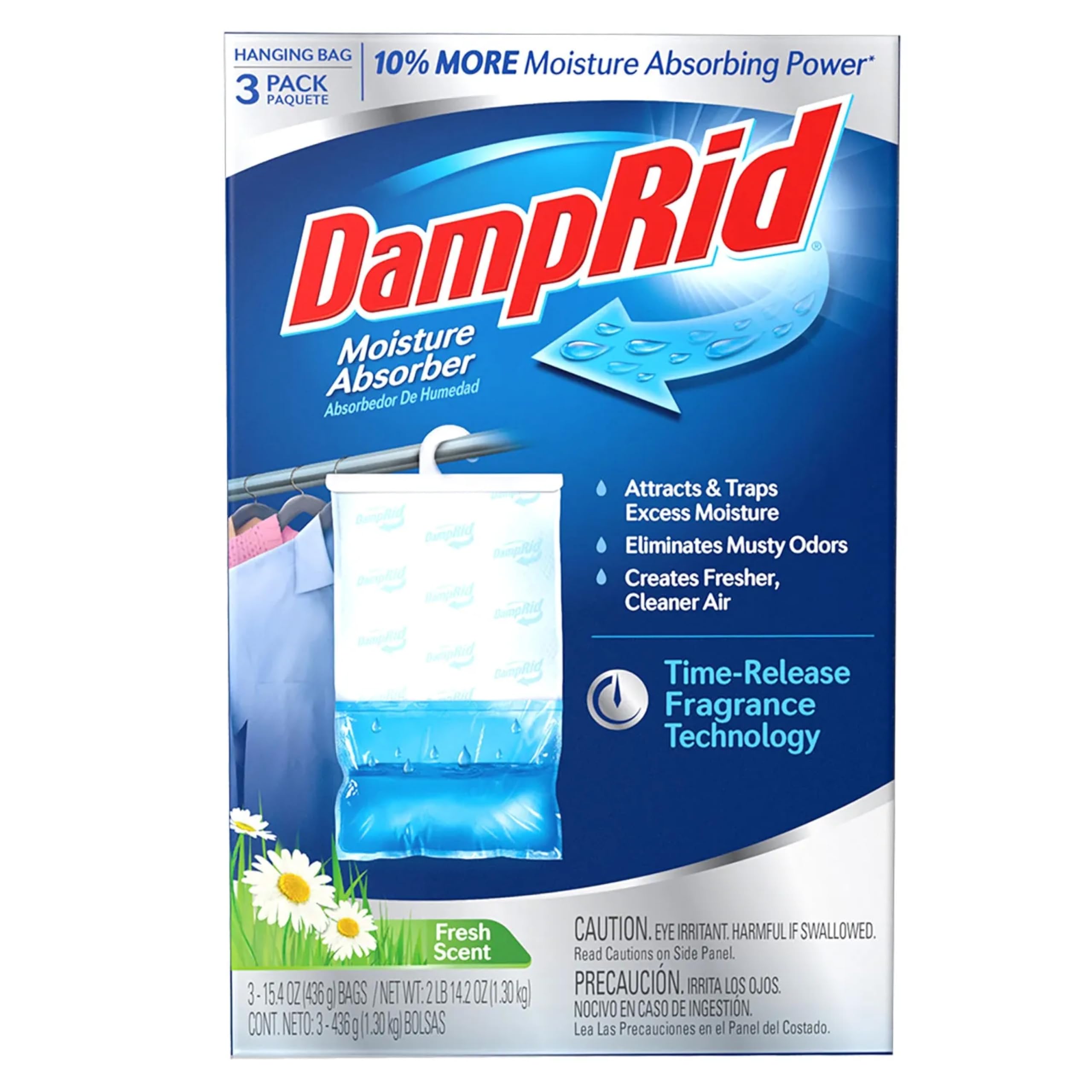 DampRid Fresh Scent Hanging Bag Moisture Absorber, 15.4 oz (3 Pack) – Reduces Excess Moisture, Refreshes Air – Ideal for Laundry Rooms, Closets, Garages & More