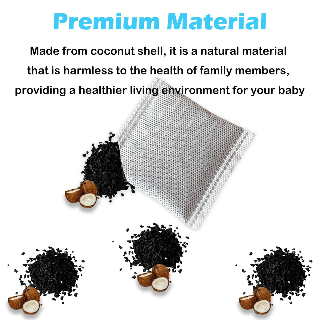 2 Pack Stick On Deodorizing Box, 12 Pack Odor Removing Refills for Trash Can, Activated Charcoal Odor Eliminator for Indoor Kitchen Trash/Diaper Pails/Wardrobe/Shoe Cabinet (Black)