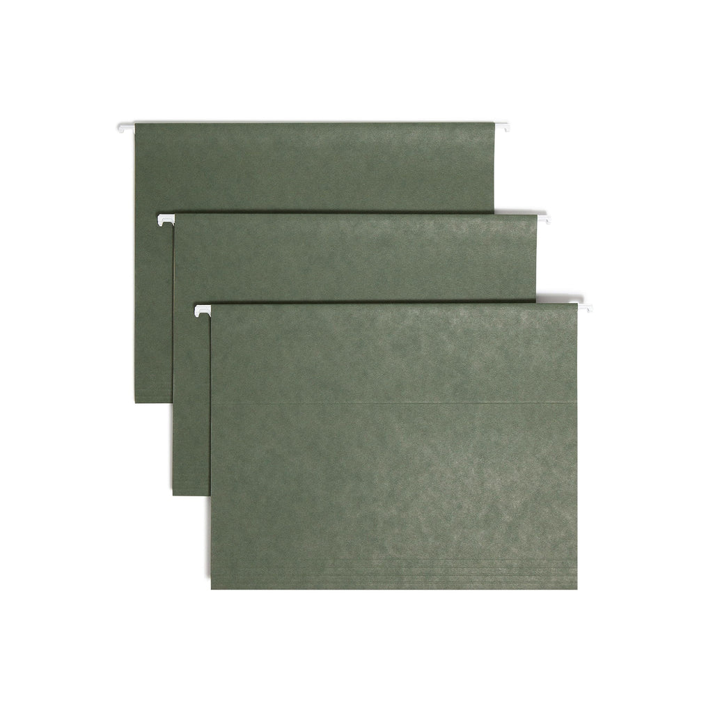 Smead Hanging File Folders, 25-Pack, Letter Size, 1/5-Cut Tabs, Green, Anti-Slip Vertical Filing for File Cabinets, Colour-Coded Home Office, School and Business Organization