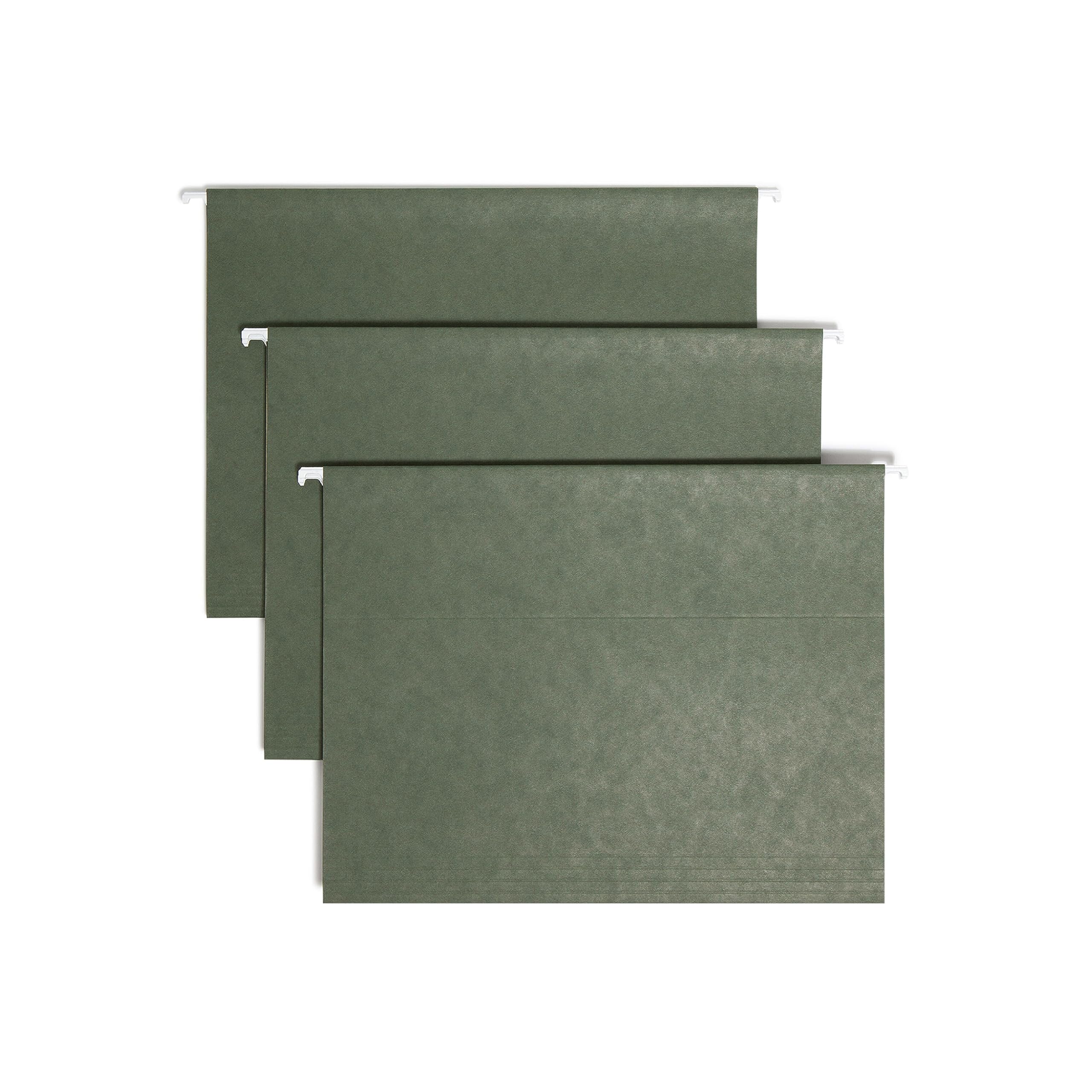 Smead Hanging File Folders, 25-Pack, Letter Size, 1/5-Cut Tabs, Green, Anti-Slip Vertical Filing for File Cabinets, Colour-Coded Home Office, School and Business Organization