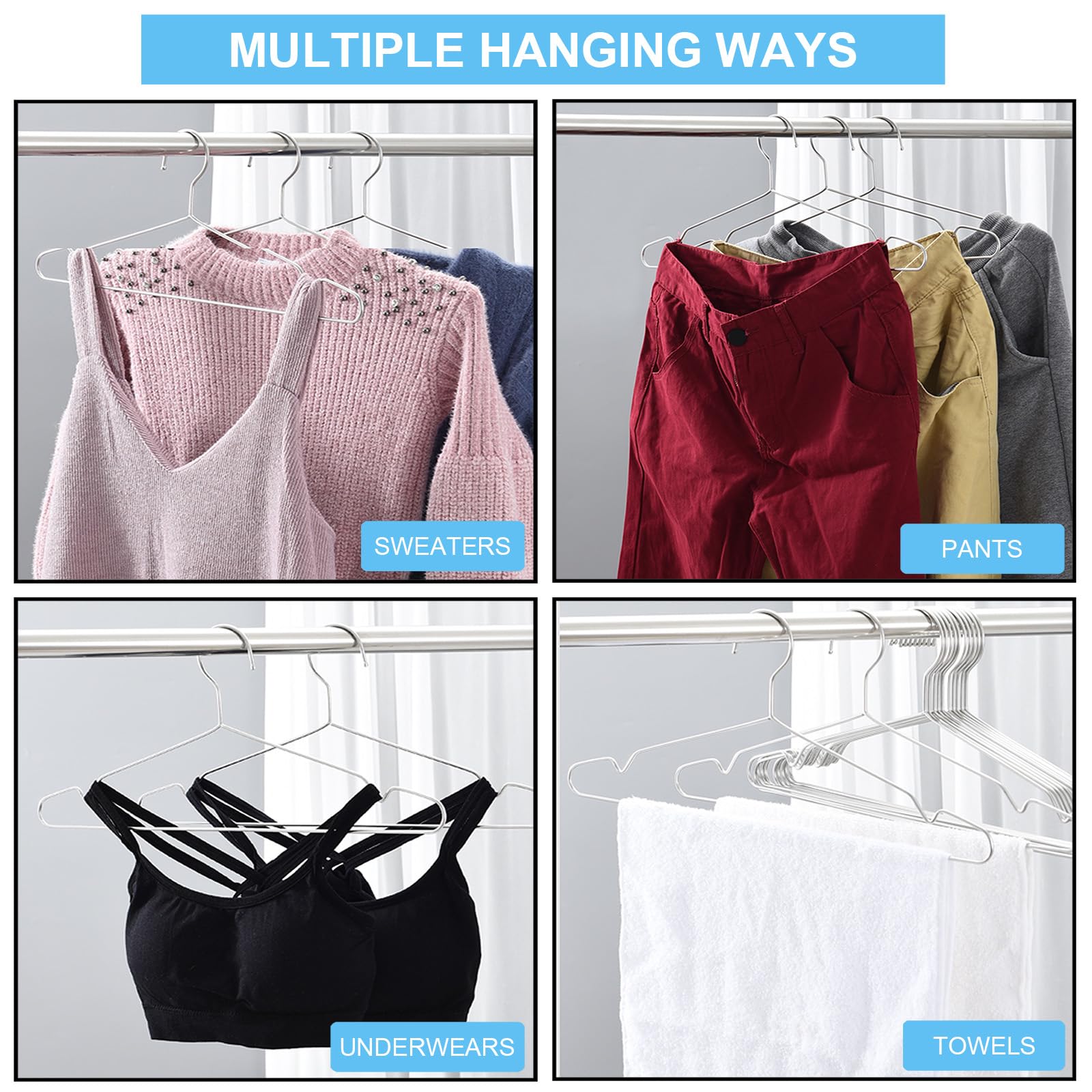 Coat Hangers Clothes 40 Pack Seropy Wire Hangers Heavy Duty Stainless Steel Hangers with Non Slip Grooves, Ultra Thin Metal Hangers Space Saving Clothing Hanger 16.5 Inch
