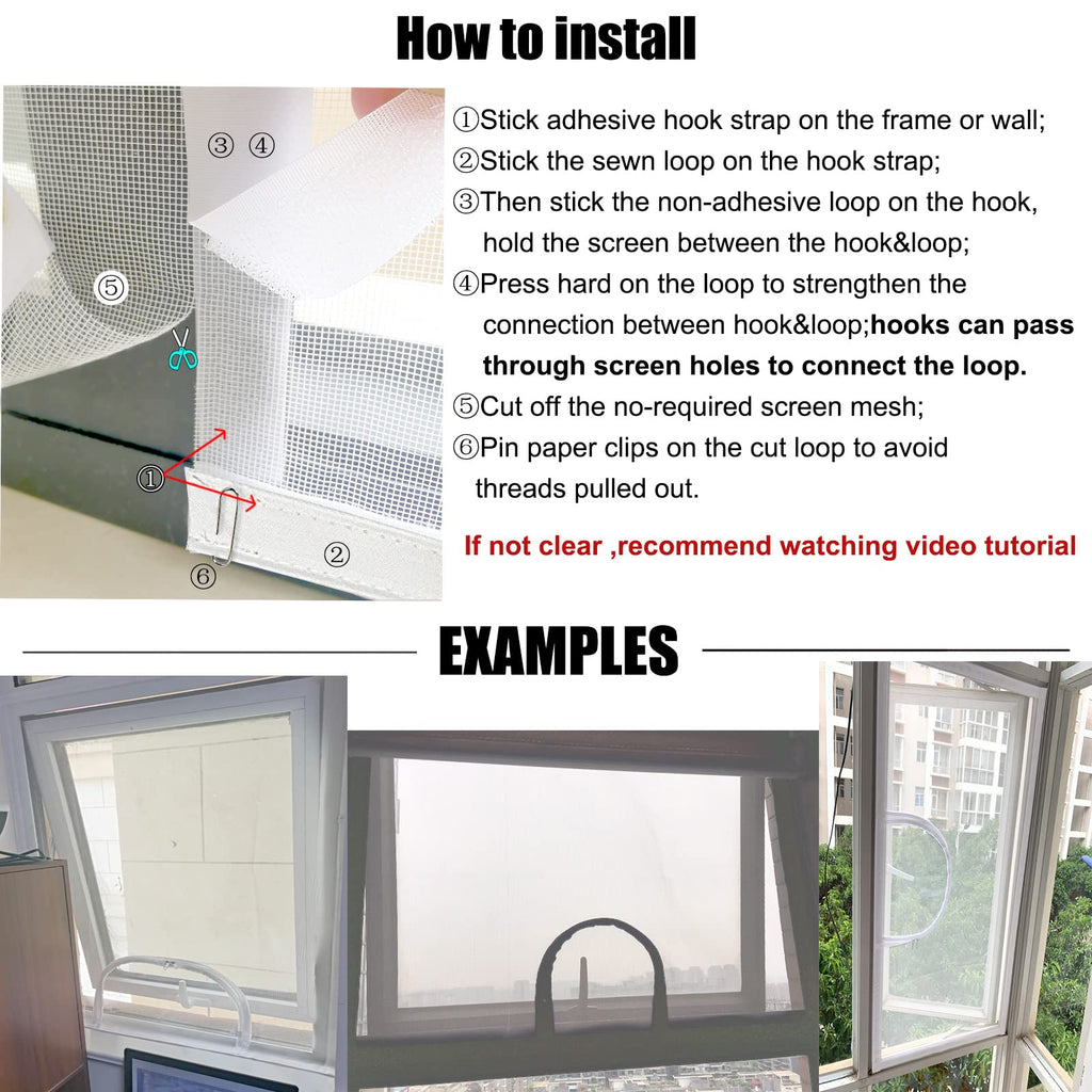 Mellroom Adjustable Window Screen, White 47" X 47" (120cm X 120cm) with Zipper Opening, Easy to Open Your Window,Replacement,