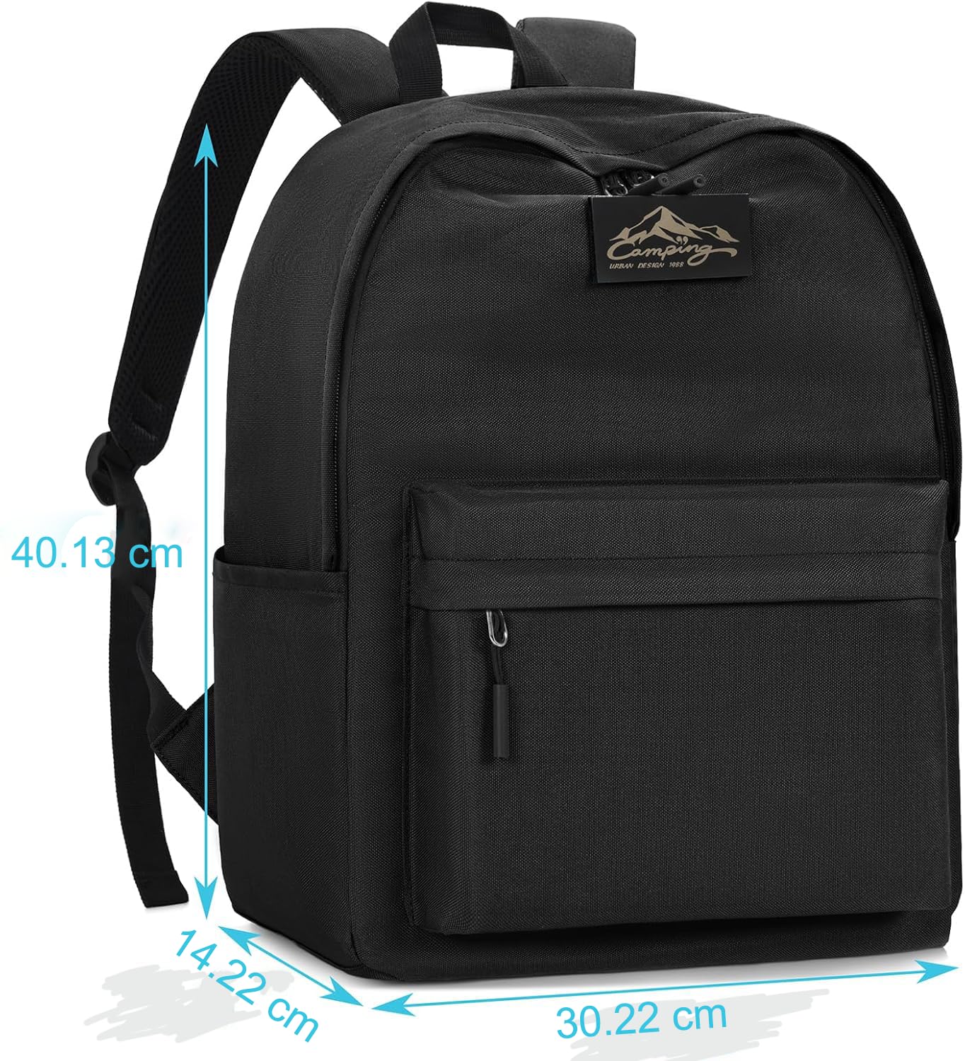 Lightweight Casual Backpack 14-Inch Laptop for Men and Women W30.22 X D14.22 X H40.13 cm Water-Resistant Daily Use School Backpack for Travel Work,Black