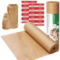 Honeycomb Packing Paper Wrap 12"x200' Recycled Bubble Cushioning Wrap Eco Friendly Moving Supplies for Shipping, Packaging & Gifts - Protective Wrap for Fragile Items with 20 Fragile Sticker Labels
