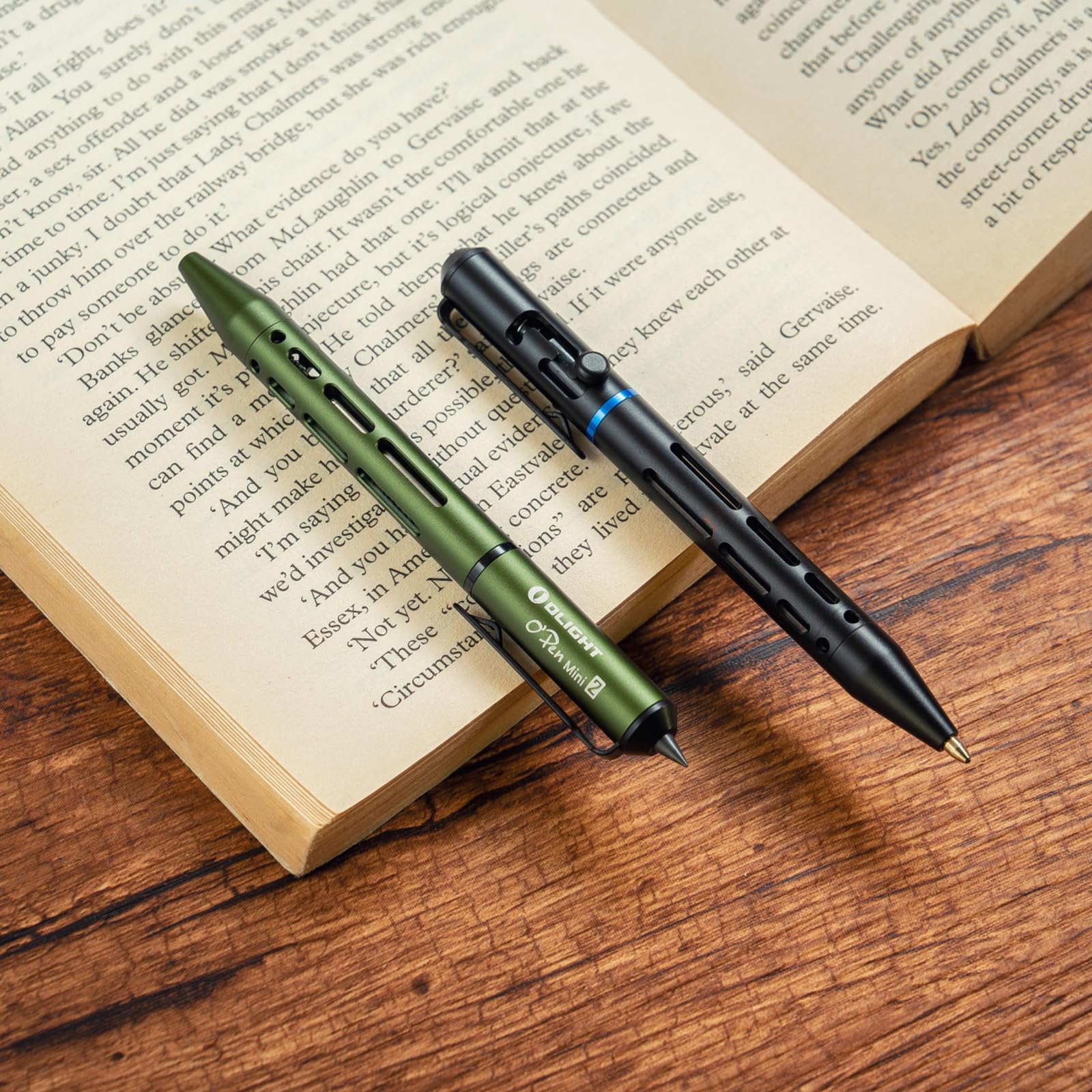 OLIGHT O'Pen Mini 2 Portable Ballpoint Pen, Bolt Action Pen with Pen and Pencil Tip, EDC Replaceable Black Ink Pens with Stainless Steel Pen Clip for Working, Writing (Black)