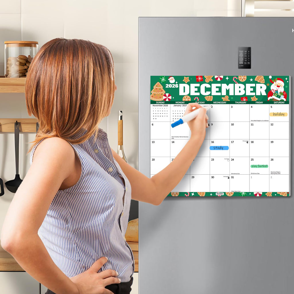 2026-2027 Magnetic Calendar for Refrigerator, 2 Years Fridge Calendar Magnet Runs Until December 2027, 24 Monthly with festival Design for Easy Organizing - 13''11.5''