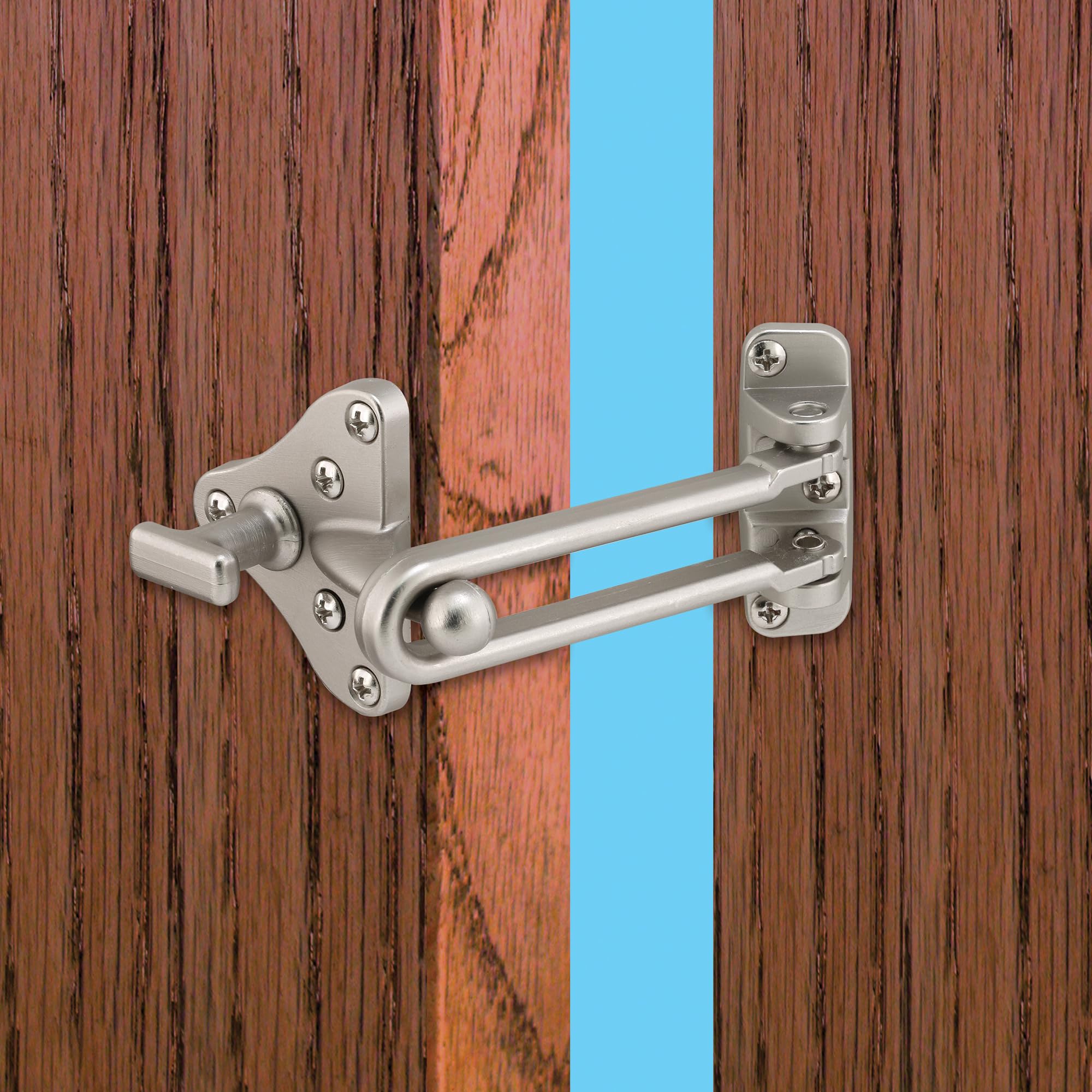 Prime-Line U 11316 Swing Bar Door Guard with High Security Auxiliary Lock, Satin Nickel Finish (Single Pack)