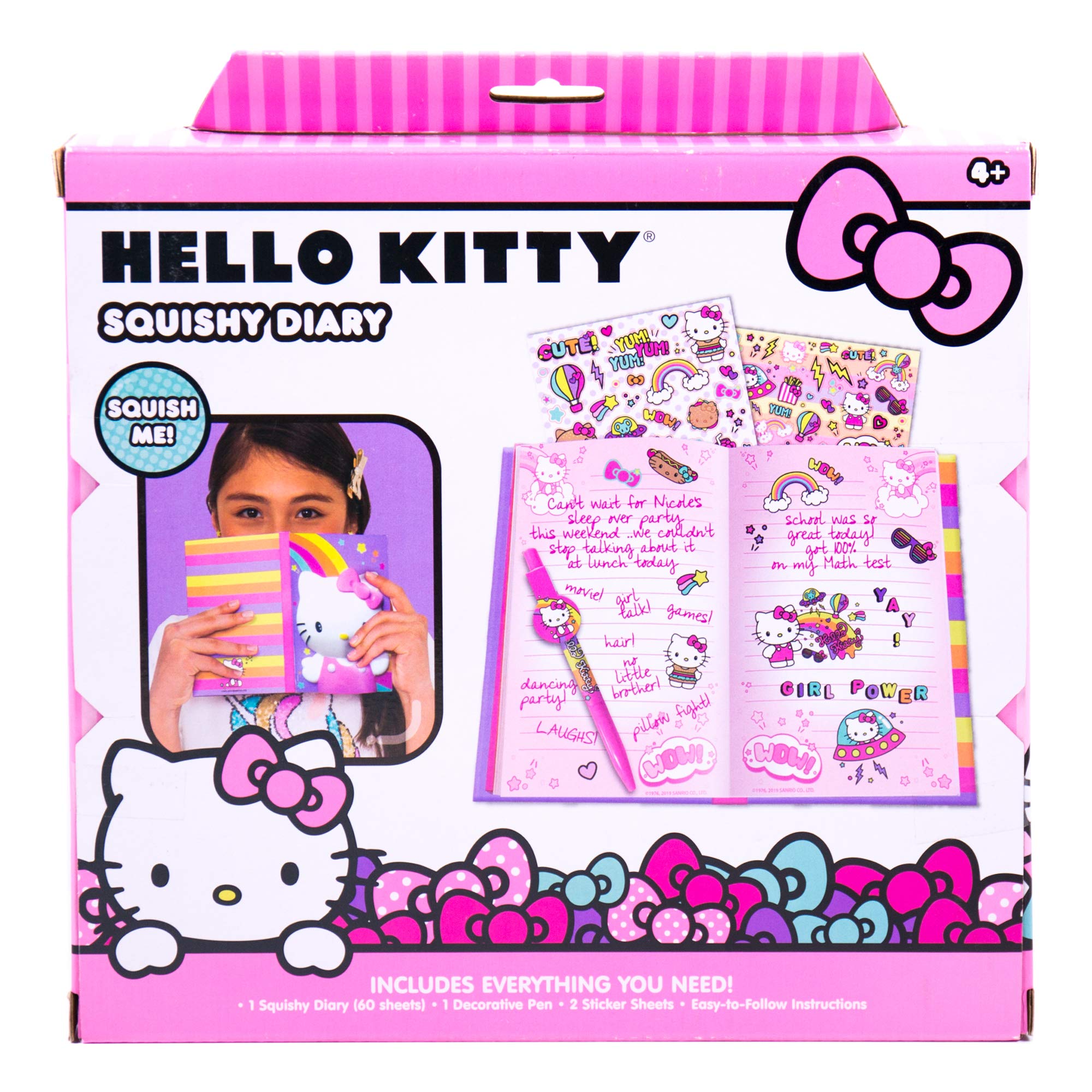 Hello Kitty Squishy Diary, 60 Page Hello Kitty Journal with Kawaii Stickers and Hello Kitty Pen, Sanrio Accessories, Cute School Supplies, Sanrio Stationery, Hello Kitty Merch, Kawaii School Supplies