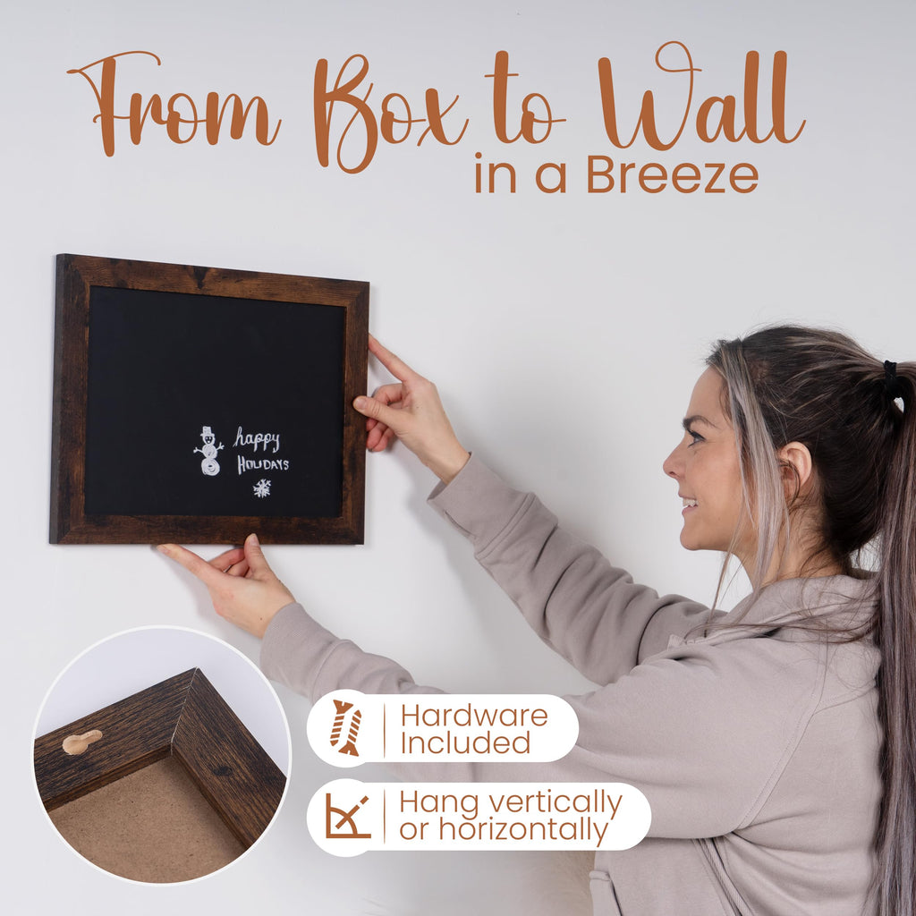 Loddie Doddie Magnetic Chalkboard - 11" x 14", Rustic Frame - Stain-Resistant Chalkboard Calendar - Magnetic Board for Wall Display - Wall-Mount Organizer & Menu Board for Kitchen