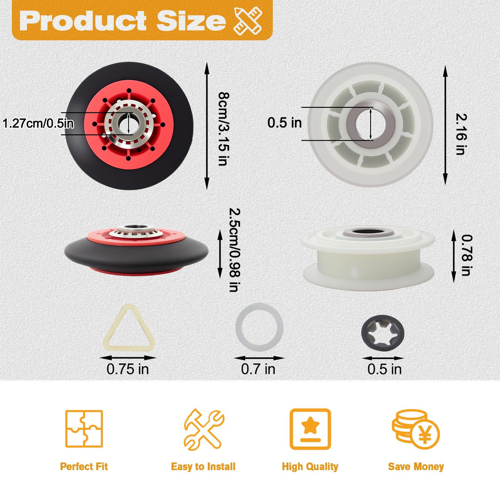 4392067 Dryer Repair Kit Compatible with Whirlpool Maytag Kenmore, Replaces 4392067VP PS373088 AP3109602, 27 Inch Dryer Repair Kits Include 279640 Idler Pulley W10314173 Drum Roller 661570 Belt