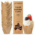 OvenDelite Tulip Cupcake Liners Natural 200PCS - Unbleached Parchment Muffin Liners, Non-Fade Oven-Safe, Brunch & Cafe Style Baking Cups