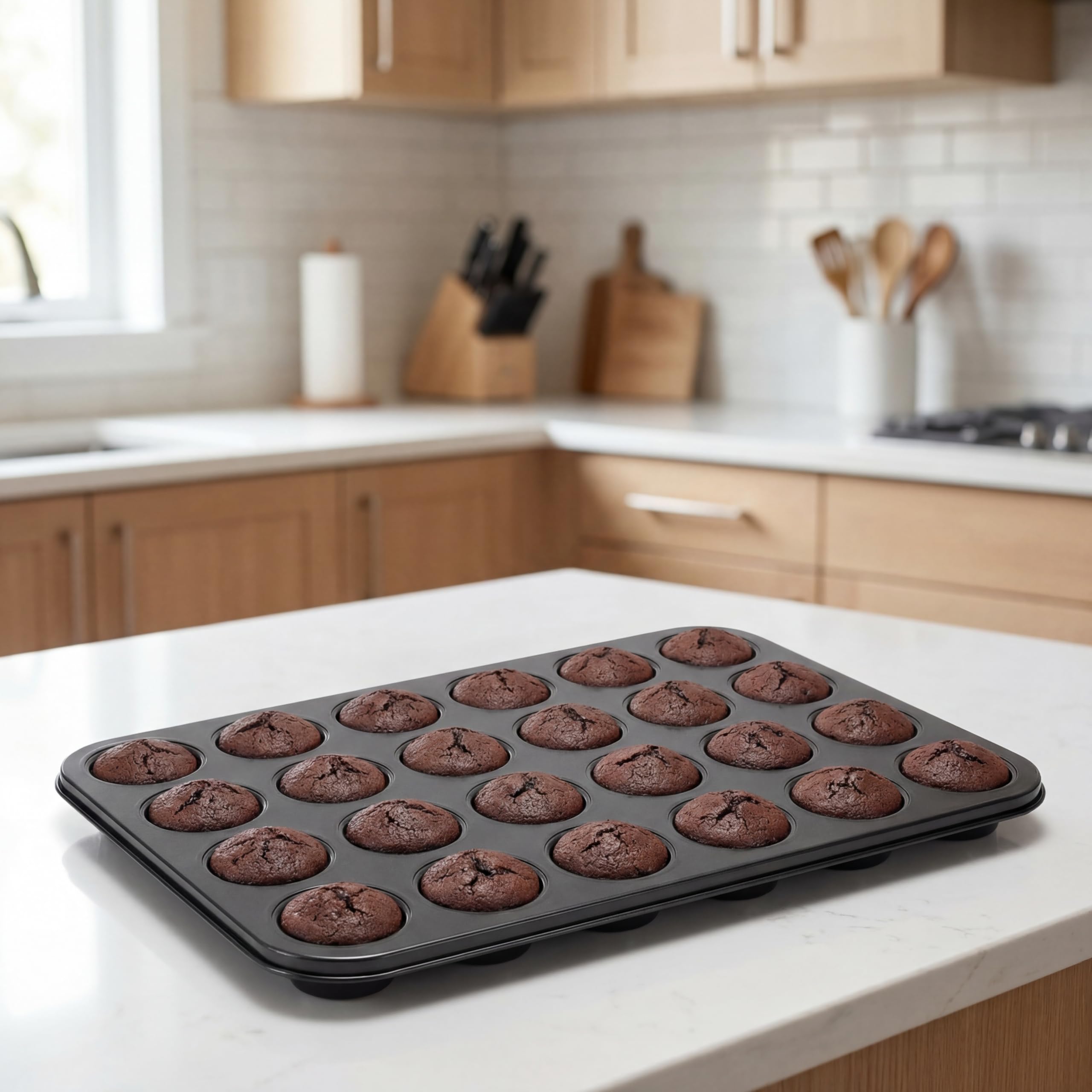 Kingrol 24-Cup Nonstick Mini Cupcake & Muffin Pans, Carbon Steel Baking Pans, Cake Moulds - 2 Pack