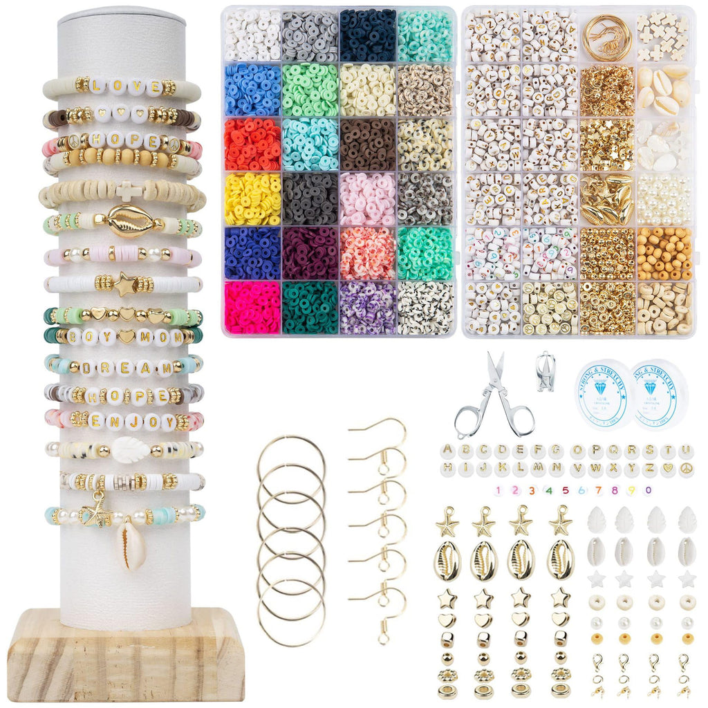 Bracelet Making Kit for Girls, 7200 Pcs Clay Beads Friendship Bracelet for DIY Jewelry Making, Polymer Heishi Beads with Charms Gifts for Adults for Girls Crafts Ages 6-12
