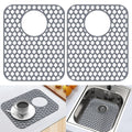 BEHOK 2 Pack Silicone Sink Protector for Kitchen Sink Bathroom Sink 13.58"x 11.6" Sink Mat, Non-Slip and Durable Silicone Sink Grid, Rear Drain (Gray)