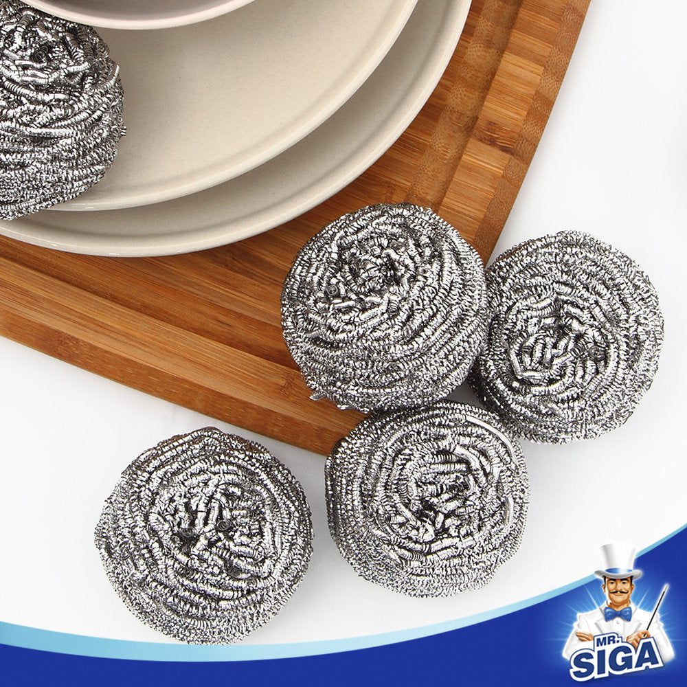 MR.SIGA Stainless Steel Scourer,Pack of 12,30g