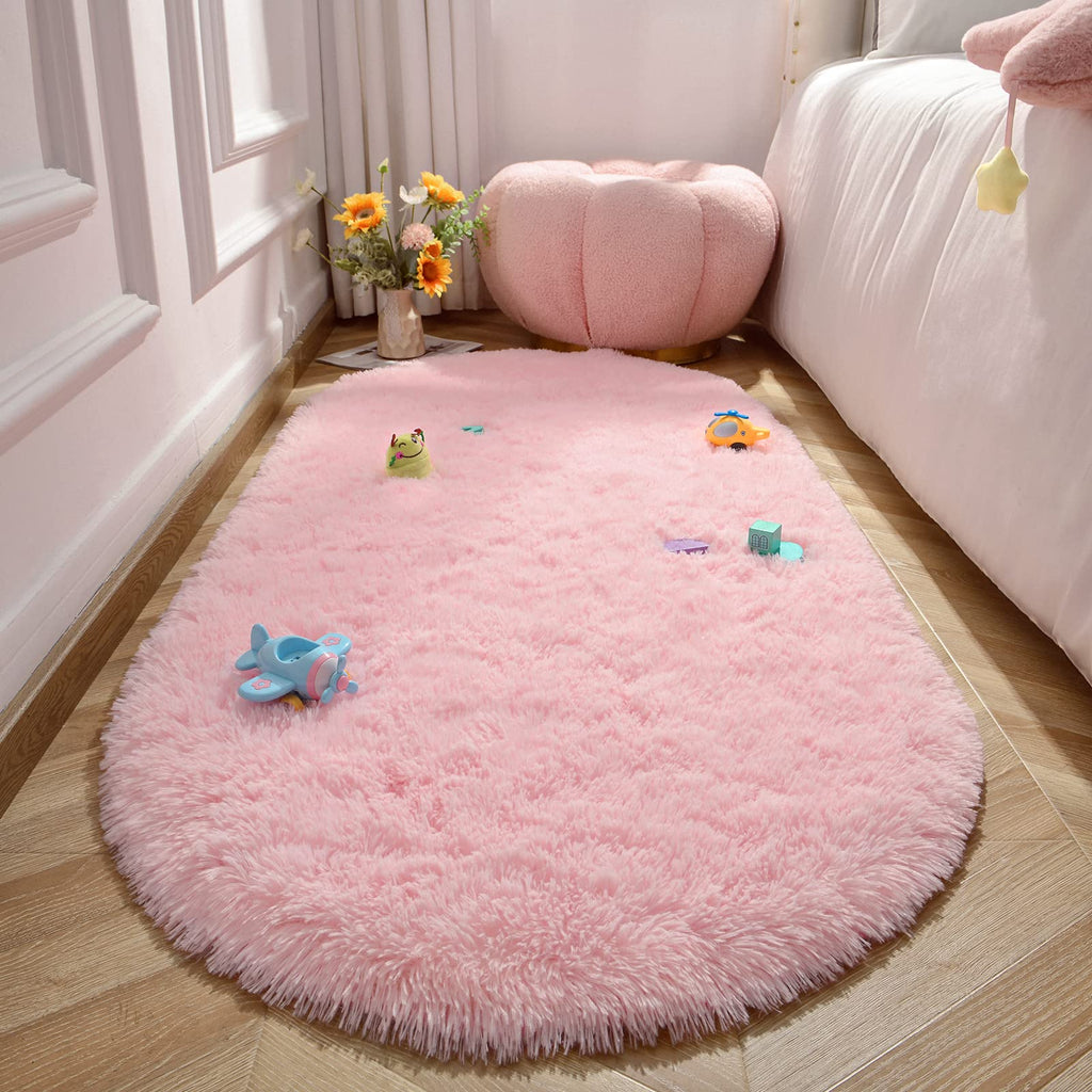 LOCHAS Ultra Soft Children Rugs Room Mat Modern Shaggy Area Rugs Home Decor 2.6' x 5.3', Pink
