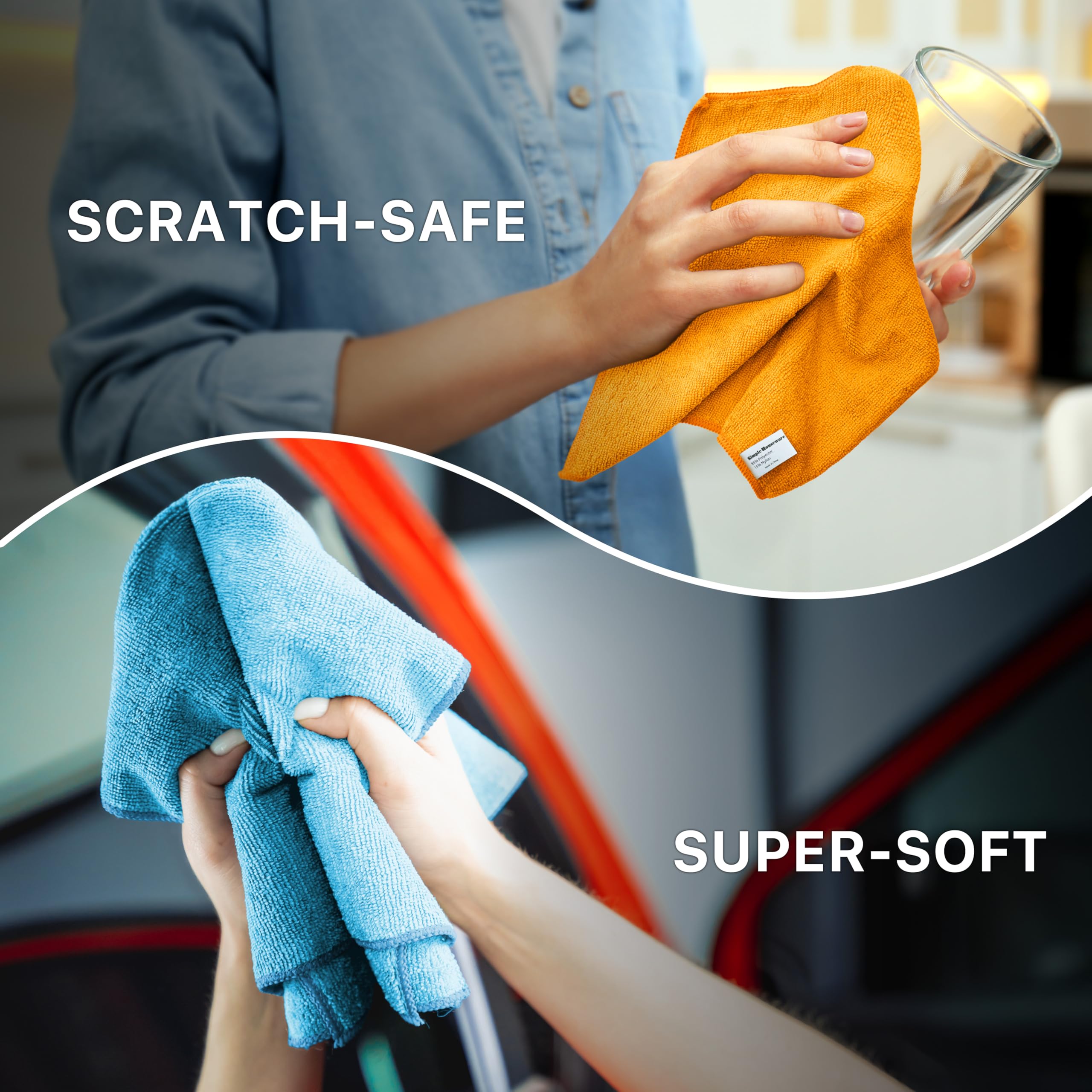 Simple Houseware Microfiber Cleaning Cloth 50 Pack, 12" x 12", 4 Color