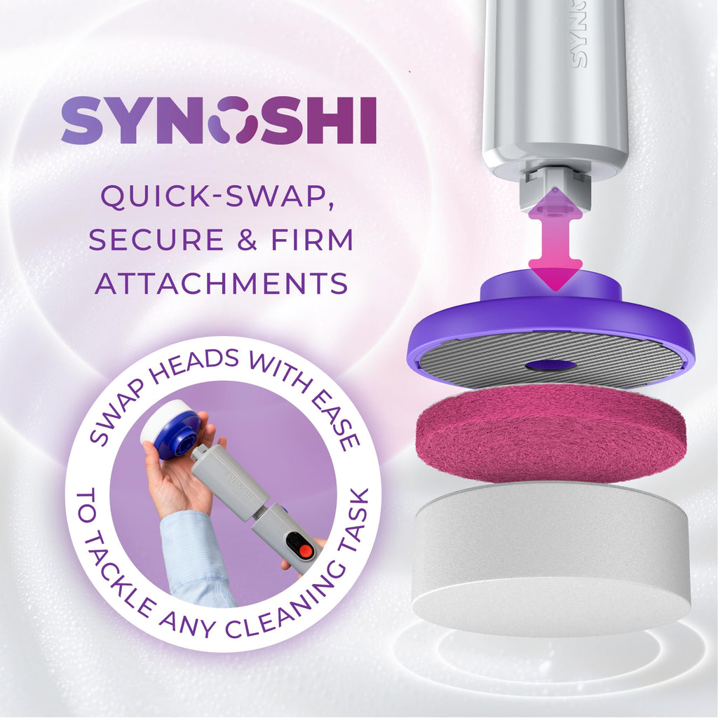 Synoshi PRO Electric Spin Scrubber Magic Melamine Sponge for Bathroom & Shower Cleaning Brush, Kitchen Brush Head For Power Scrubber - Set of 3 Magic Sponges