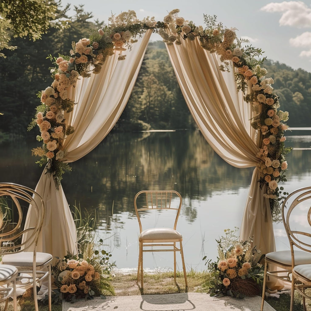 Wokceer Wedding Arch Draping Fabric Nude 28.7" x 20FT Sheer Fabric Drapes Backdrop Arch Draping Fabric for Wedding Ceremony Birthday Party Bridal Shower Decoration