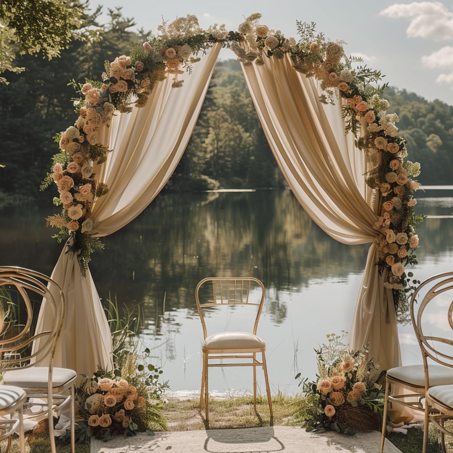 Wokceer Wedding Arch Draping Fabric Nude 28.7" x 20FT Sheer Fabric Drapes Backdrop Arch Draping Fabric for Wedding Ceremony Birthday Party Bridal Shower Decoration