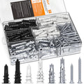 INCLY 200PCS #8 Metal Self Drilling Drywall Anchors With Screws Kit, 100 Zinc Metal & Plastic Heavy Duty Dry Wall Anchors and 100 Philips Screws Assortment for Sheetrock Hanging and Mounting with Case