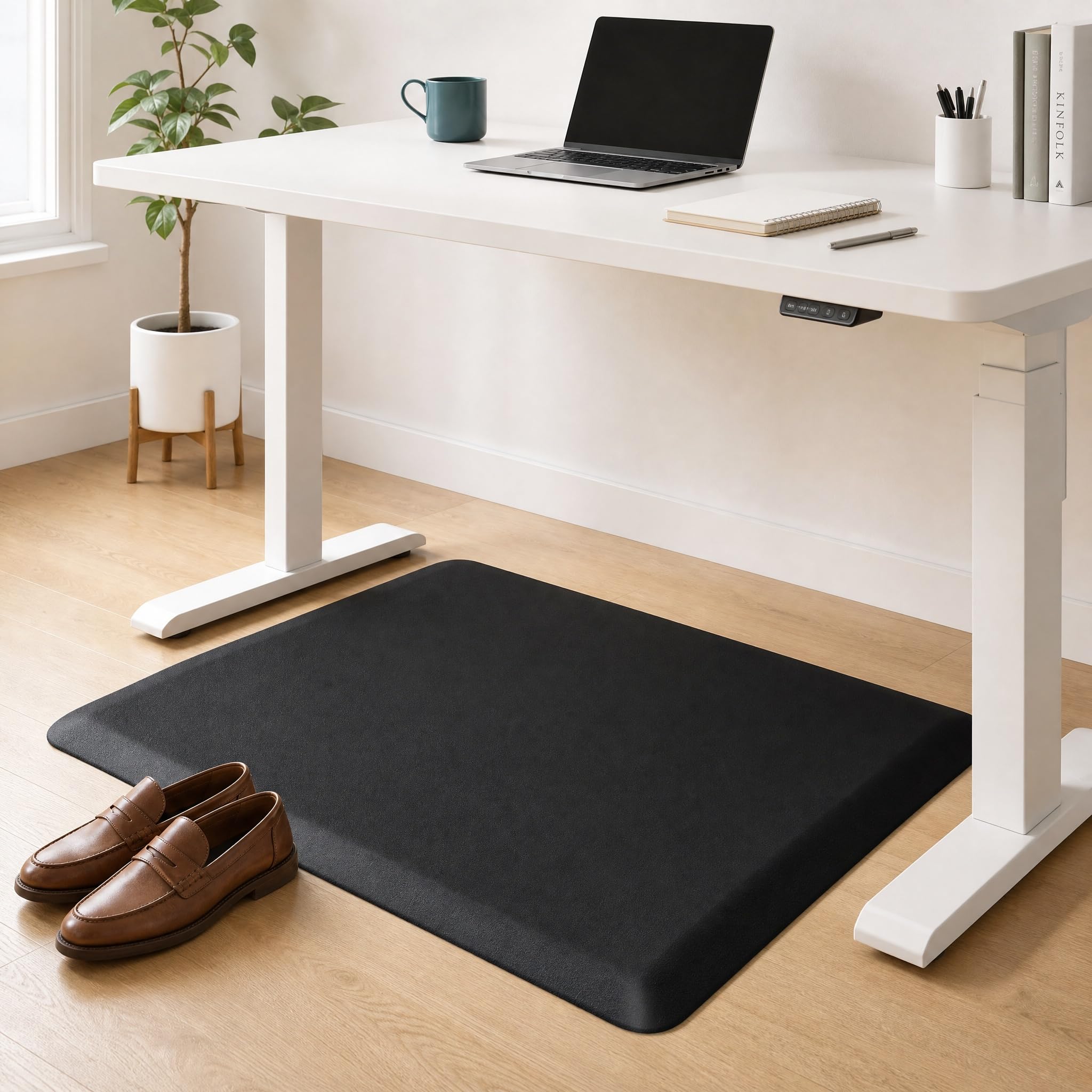 lazywoodpecker Anti Fatigue Rug, Kitchen Mat for Floor, Waterproof, Non Slip, Standing and Comfort Desk/Floor Mats for House Sink Office (17.3"x28" - 0.75 inch, Black)