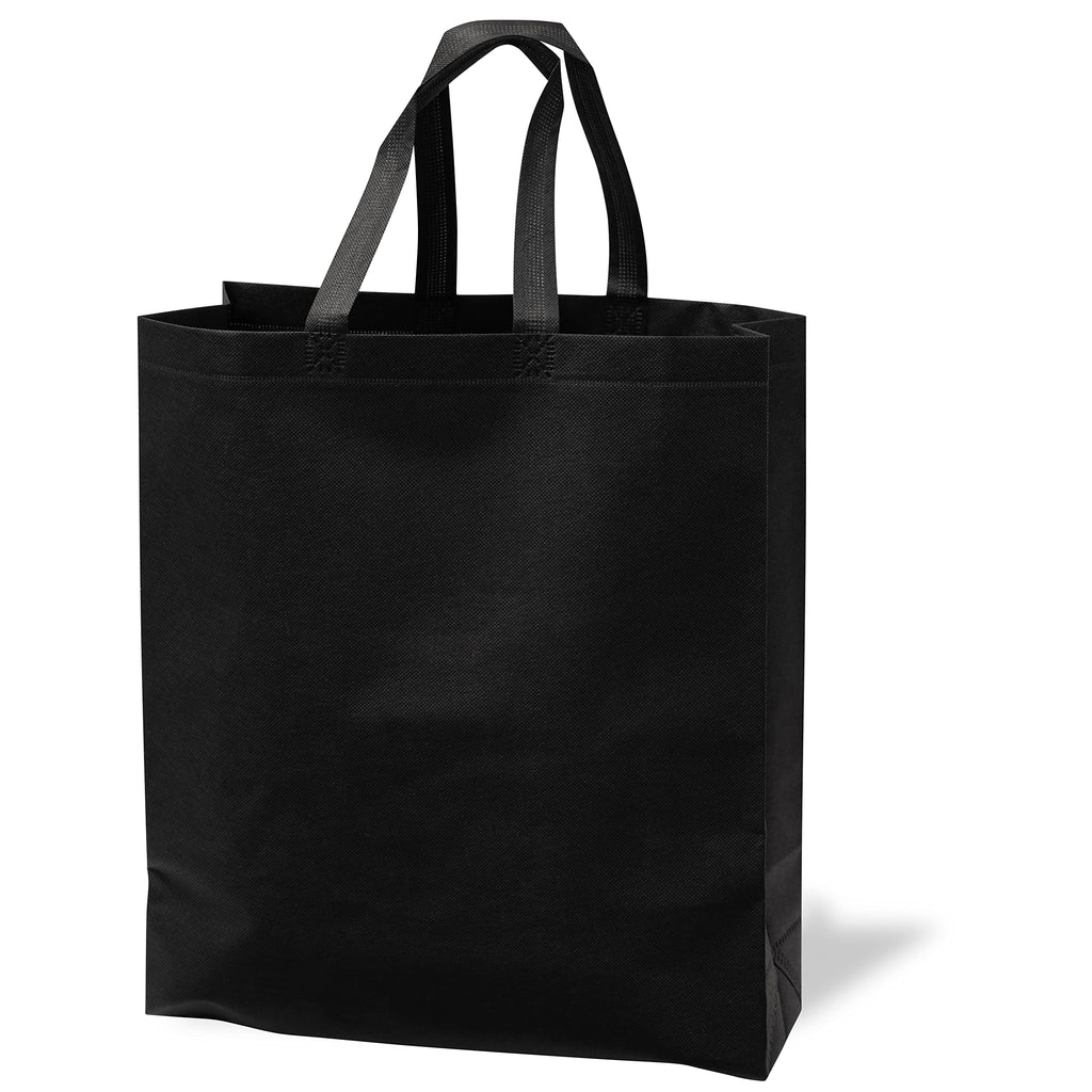 Merangue Reusable Bulk Shopping Bags, Non-Woven, Foldable Grocery Bags, Black, Large, 25 Pack