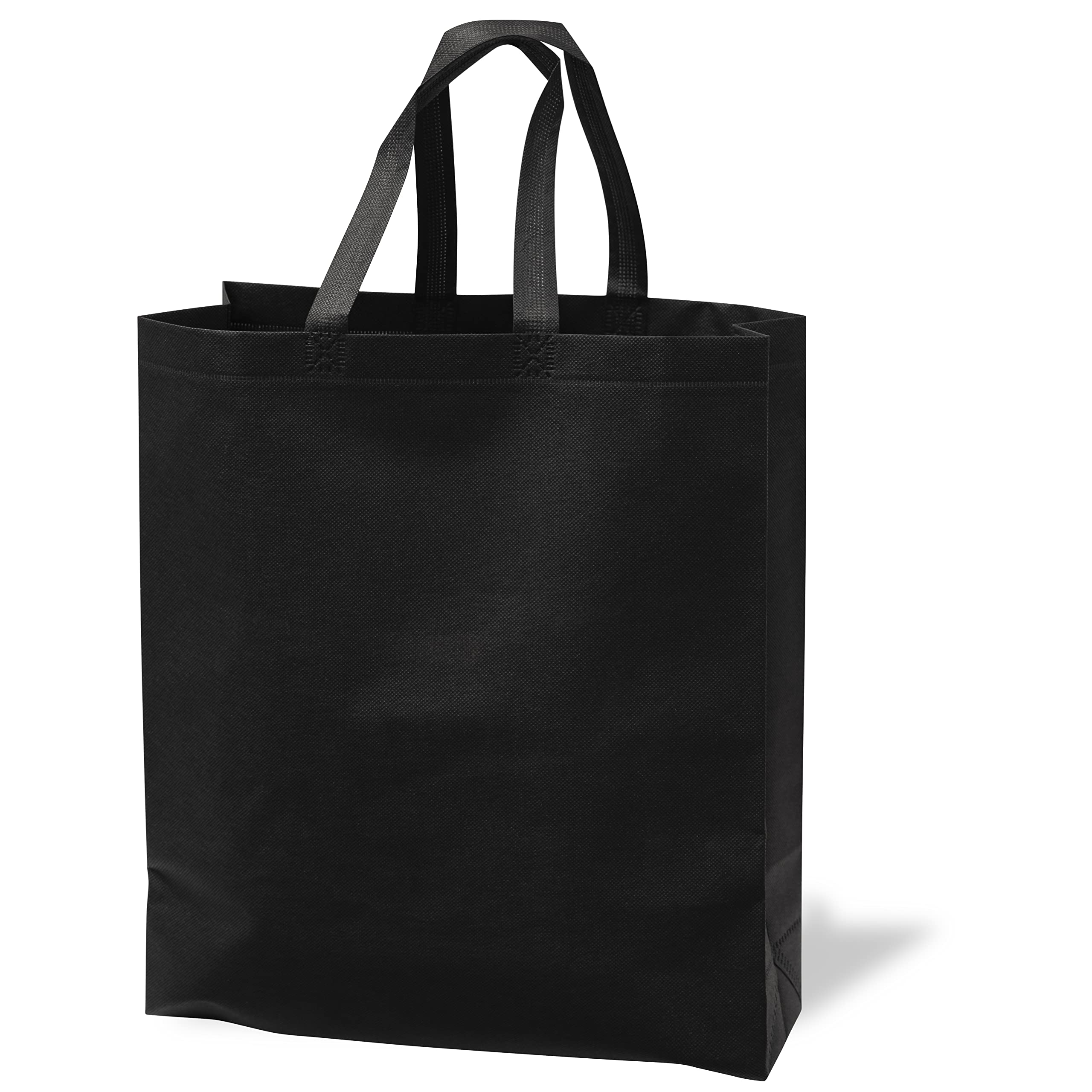 Merangue Reusable Bulk Shopping Bags, Non-Woven, Foldable Grocery Bags, Black, Large, 25 Pack