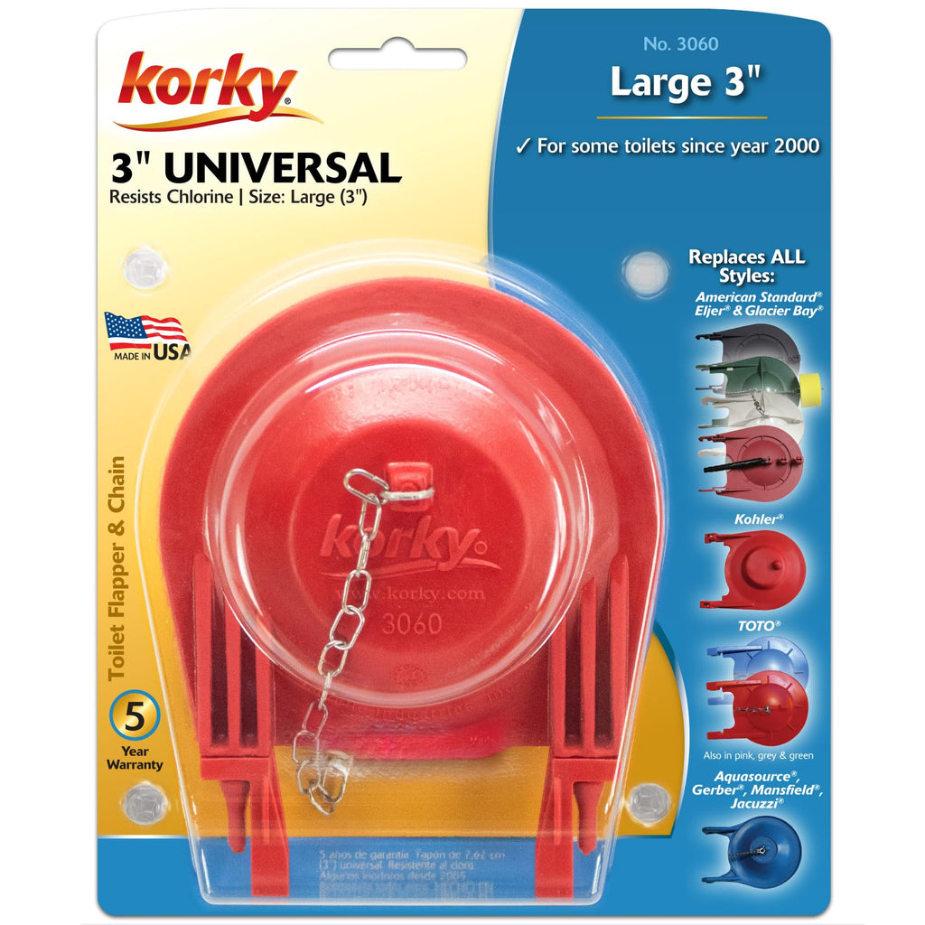 Korky 3060BP Universal Toilet Flapper, 3-Inch