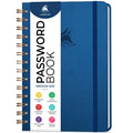 Clever Fox Password Book Spiral – Internet Address & Password Organizer with Laminated Alphabetical Tabs – Password Keeper Journal – Hardcover, Medium Size, 6.1x7.7” (Mystic Blue)