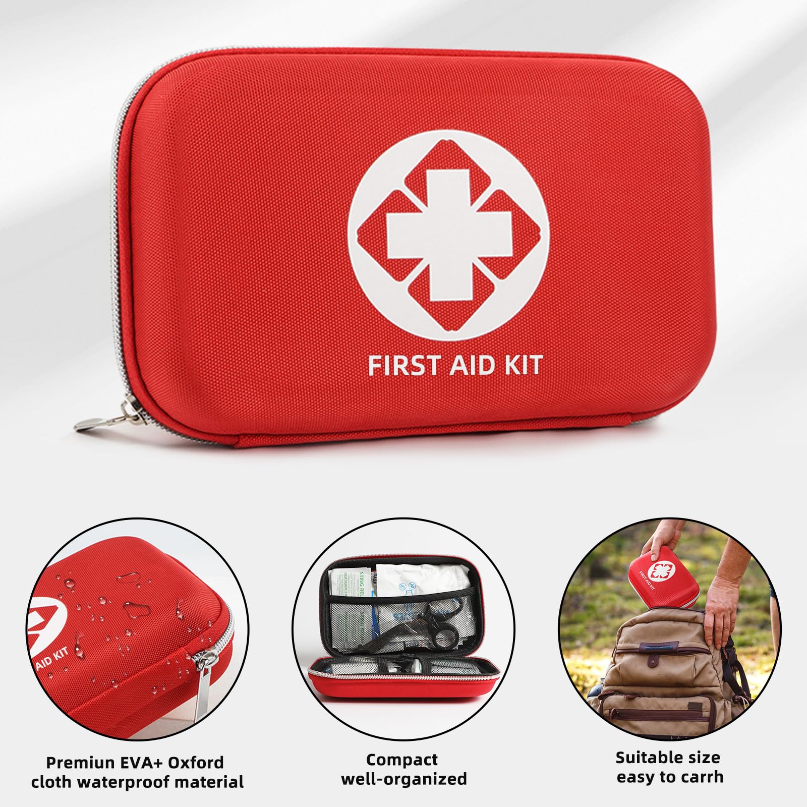 Mini First Aid Kit - 110 Piece Small Waterproof Hard Shell Medical - Emergency First Aid Supplies and Survival Kit.