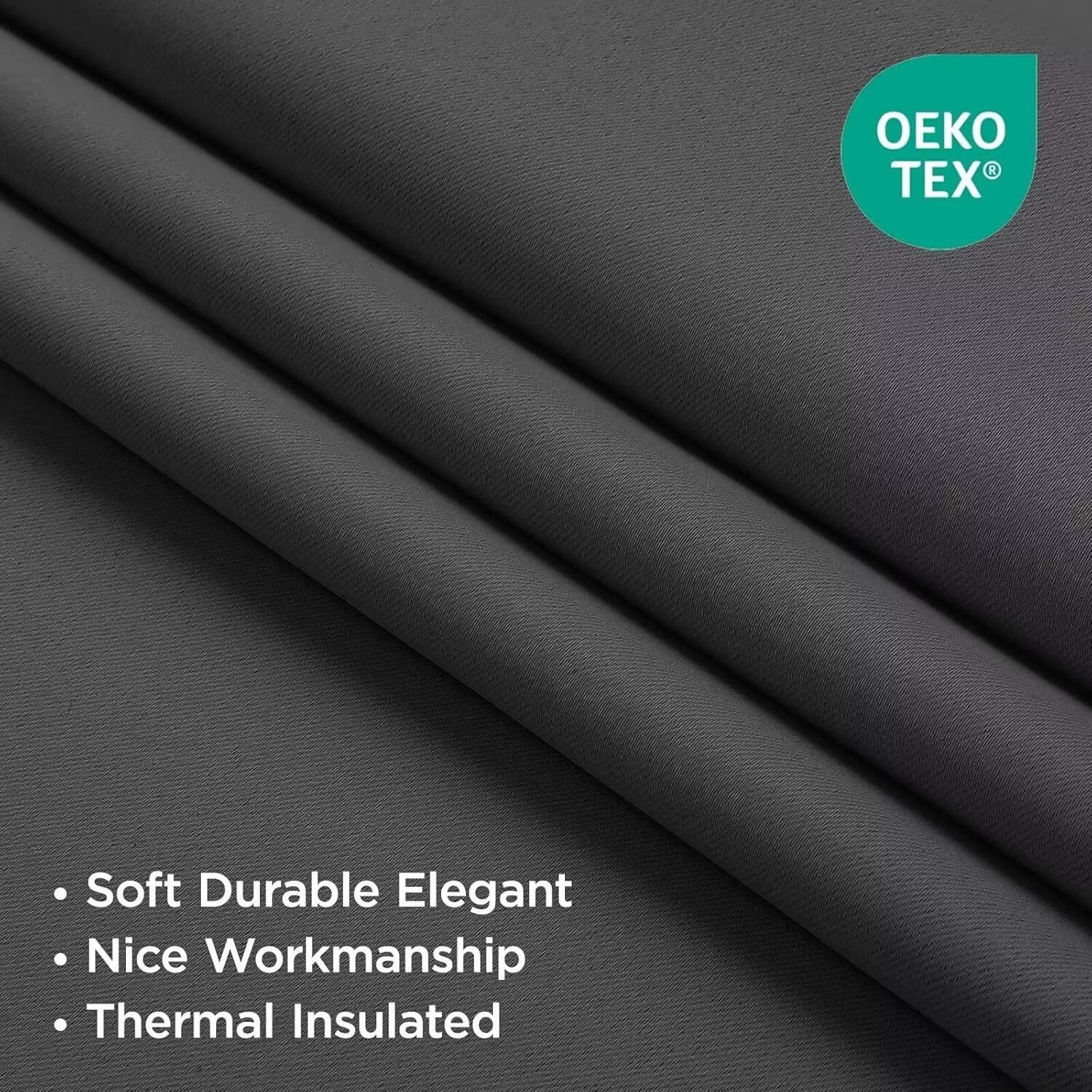Joydeco Blackout Curtains 2 Panels, Black Out Curtains 84 Inches Long, Room Darkening Grommet Drapes for Bedroom Living Room Windows (W52 x L84 Inch, Dark Grey)