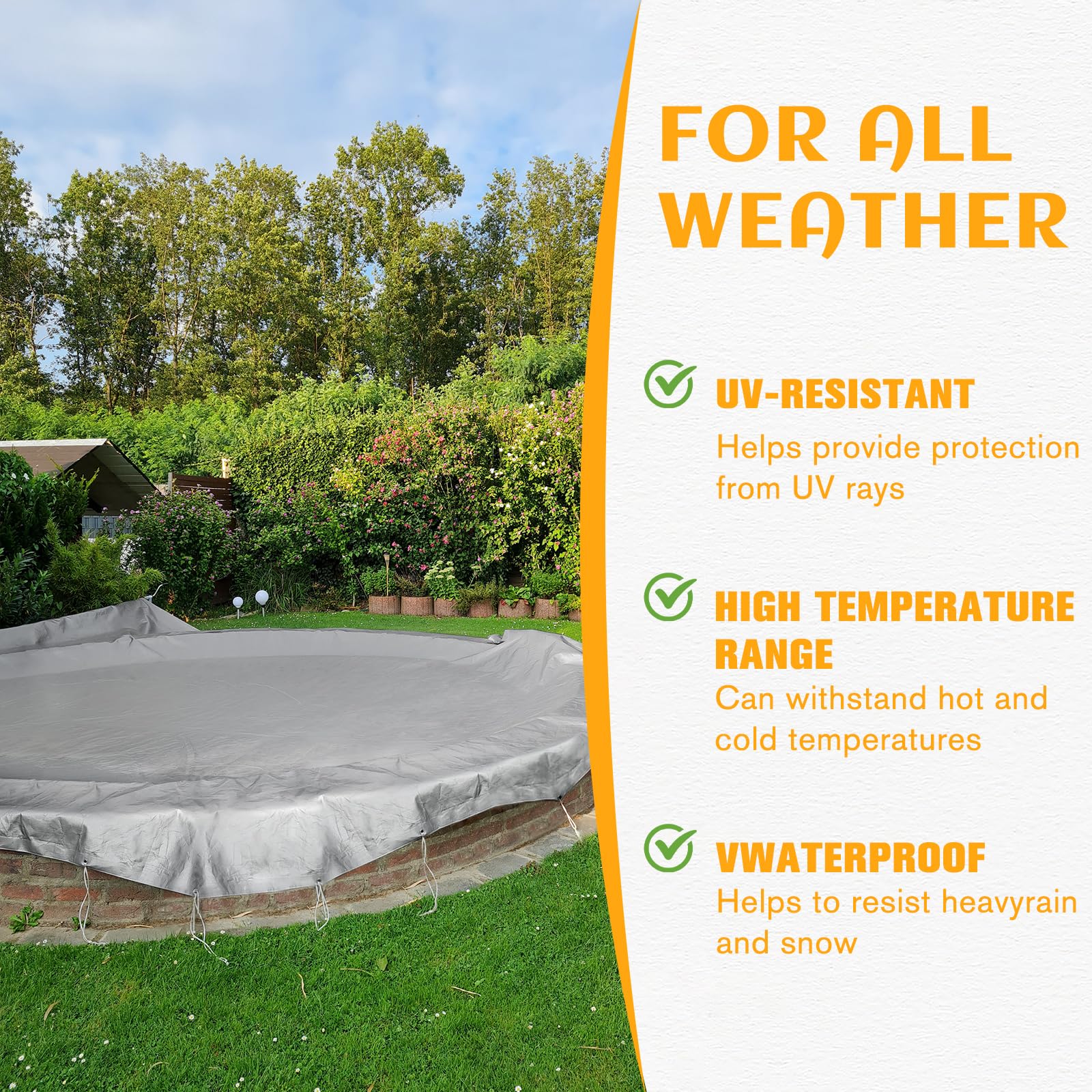 EEATUZTL Tarps Heavy Duty Waterproof, 12 Mil Thick UV Resistant Bâche Imperméable Heavy Duty Tarps, Sliver Small Tarpaulin Poly Tarp Waterproof Tarp Outdoor for Roof Pool Boat Patio Camping, 6 * 8FT